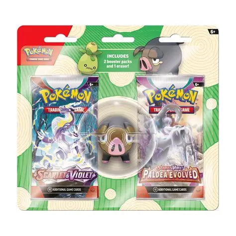 Pokemon TCG Scarlet & Violet & Paldea Evolved 2 Booster Pack + Lechonk Eraser