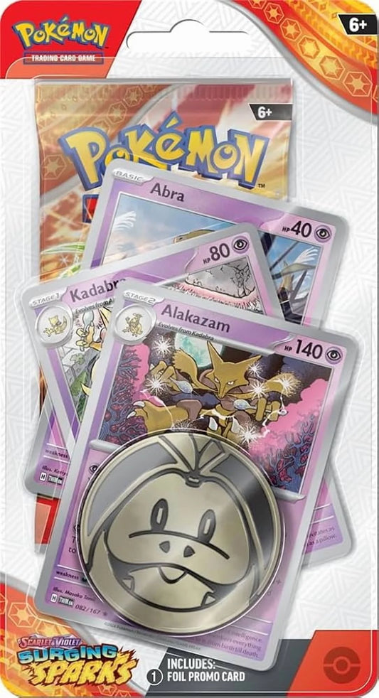Surging Sparks Checklane Blister – 3 Holo Promo Cards + Coin